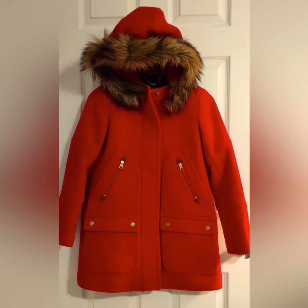 NEW J Crew  Parka Pink Chateau Italian Stadium Cloth Wool Coat by  Nello Gori